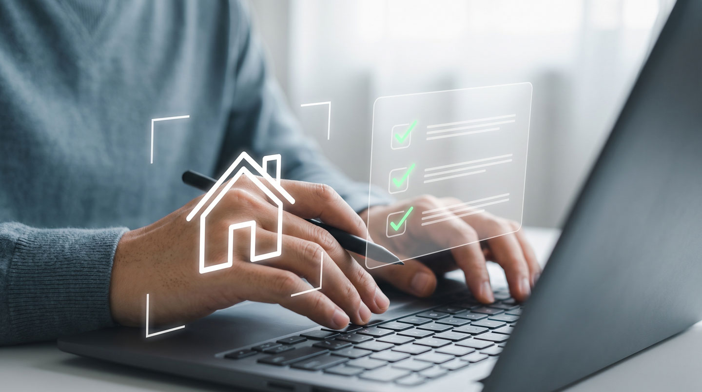 Écran d'ordinateur portable affichant une interface générique de signature électronique de contrat de crédit en français